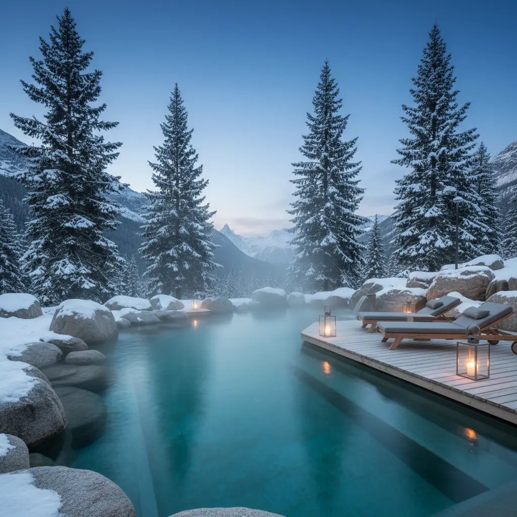 Natural mineral hot springs pool in Lava Hot Springs Idaho