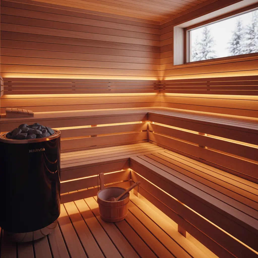 Traditional Finnish sauna with wood interior