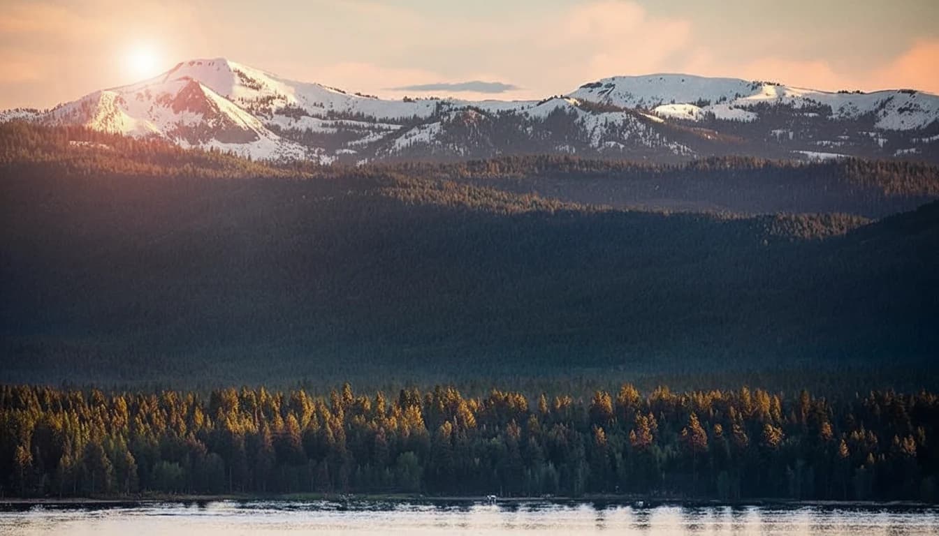 Mountain views at sunset near Lava Hot Springs Idaho